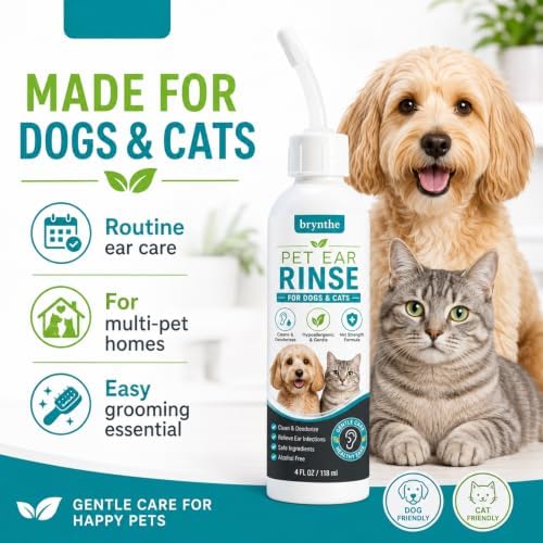 Brynthe Pet Ear Rinse, for Dogs and Cats, Gentle Cleaning Solution Washes Away Wax, Dirt & Debris, Easy-Apply Liquid Formula for Routine Ear Grooming，1pc - Image 4