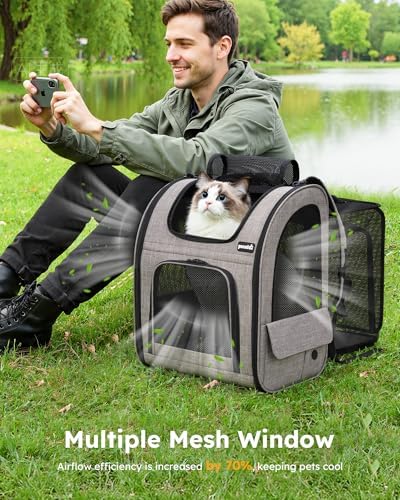 pecute Cat Backpack Expandable, Dog Carrier Backpack Breathable, Large - Image 7