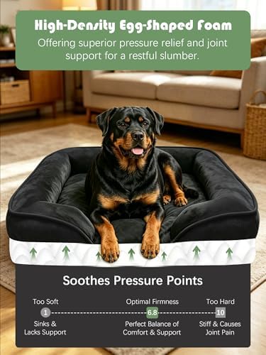 Spotted Play Orthopedic Dog Bed with Sides - Sofa Beds for Extra Large Dogs, Supportive Foam Pet Couch Bed with Washable Removable Cover, Waterproof Lining and Non-Slip Bottom, Black - XL - Image 4