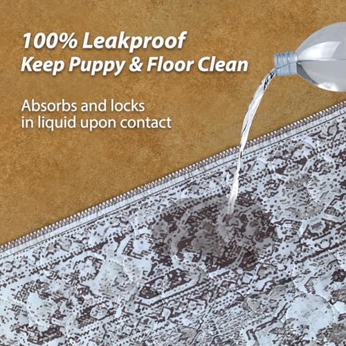 nunubaby Washable Pee Pads for Dogs, Stylish, Non-Slip and Leak-Proof Pee Pads. Reusable Potty Pads for Dogs for Crates and Floors.(Brown/Geo,18" x24" ) - Image 3