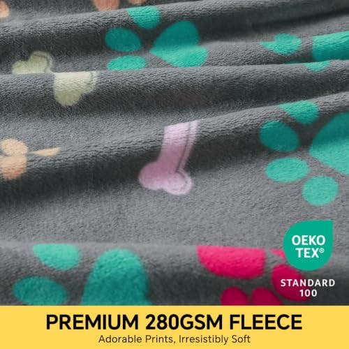 Luciphia 1 Pack 3 Blankets Fluffy Premium Fleece Pet Blanket Flannel Paw Printed Throw for Dog Cat(Medium 30x20'', Grey/Brown/Blue) - Image 3