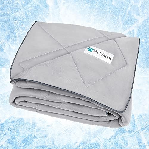 PetAmi Cooling Dog Blanket Lightweight for Large Pet Cat, 40x60 Light Grey by PetAmi