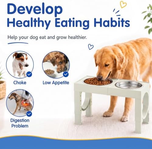 XIAZ Elevated Dog Bowls Large Breed Raised Dogs Bowl Stand Large/Medium Sized Dog Stainless Steel Food Water Bowl Stands 5 Heights Adjustable 9/11/12/14in Pet Feeder Dish Station - Image 4