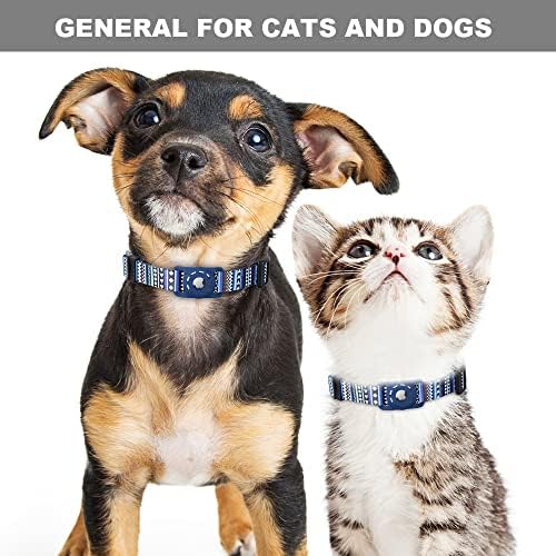 Dog Collar, Compatible with AirTag, Polyester Pet Cat Puppy Collar for Small, Medium, Large, and Extra Large Dogs, Bohemia Navy, L: 14.9-24.8 inch Neck - Image 4