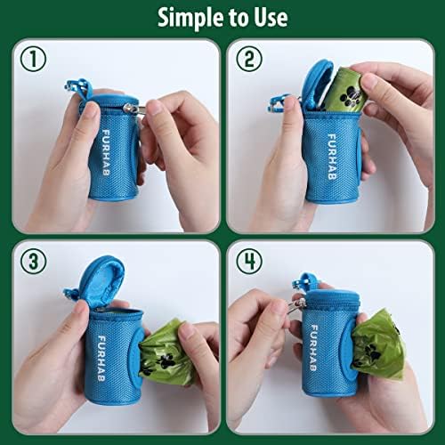FURHAB Dog Poop Bag Holder for Leash with Carabiner Clip Soft Fabric - Image 4
