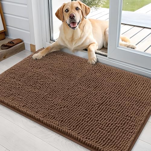 OLANLY Dog Door Mat for Muddy Paws 36x24, Super Absorbent Chenille Mud Mat by OLANLY