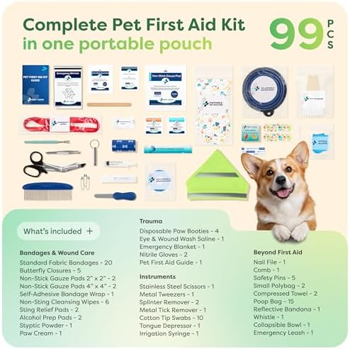 KeepGoing Pet First Aid Kit for Dogs & Cats, 99 Pc. Travel Emergency Kit - Image 4