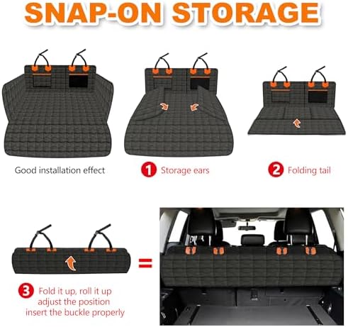 SUV Liner for Dogs, Waterproof Dog Trunk Cover with Bumper Flap Protector, PU Large Size Universal Fit, Black - Image 5