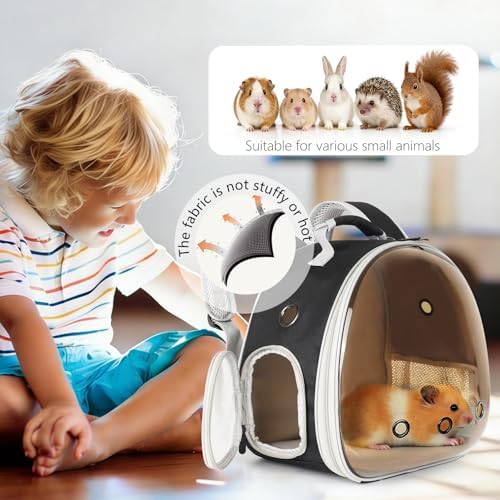 Portable Guinea Pig Backpack, Polarized Bubble Backpack for Small Animals Travel Handbag Cage for Kitten Rabbit Squirrel Bearded Dragon Turtle Breathable Carrier - Image 5