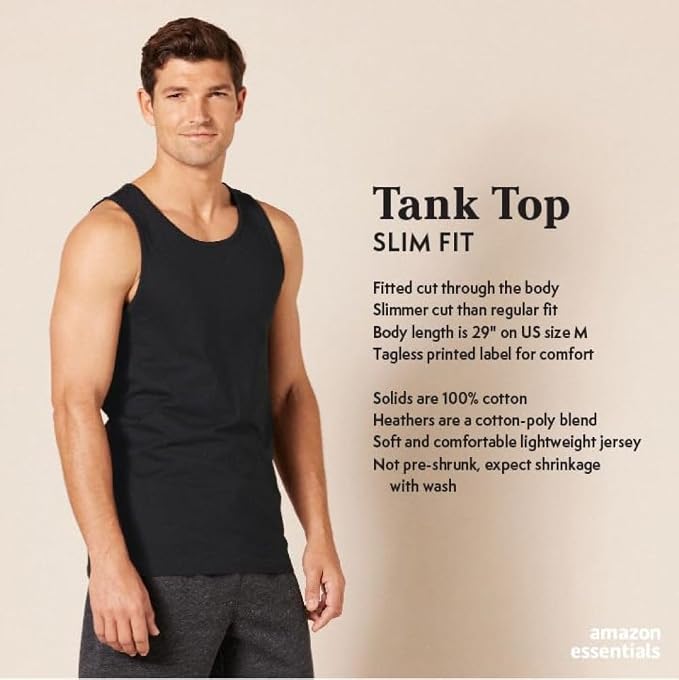 Amazon Essentials Men's Active Quick Dry Tech Stretch Moisture Wicking Lightweight Gym Tank Top - Image 2