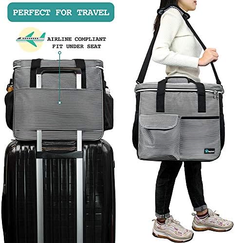 PetAmi Dog Travel Bag Organizer, Pet Supplies Tote, Stripe Black Large - Image 5