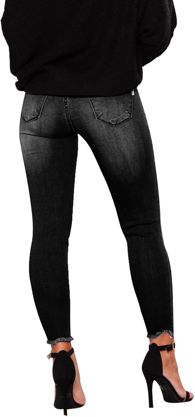 KUNMI Women's Skinny Ripped Trendy Jeans Distressed Stretchy Denim Pants - Image 3
