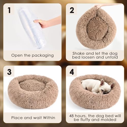 Extra Large Dog Beds, 36in Human Dog Anxiety Relief Comfort Bed (Camel) - Image 6