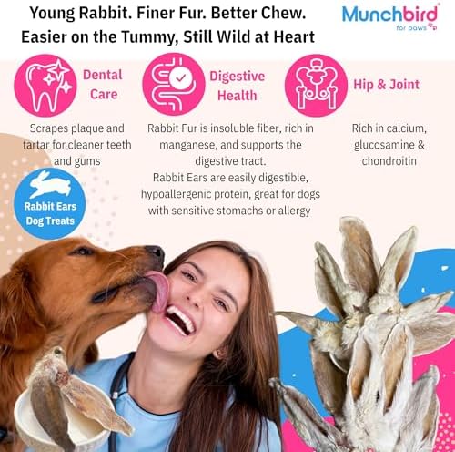 Munchbird Dehydrated Rabbit Ears for Dogs (Small Pack - 6pcs) - Image 3