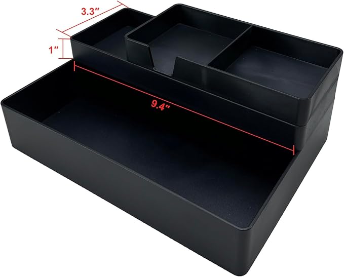 Amazon Basics Rectangular Plastic Desk Organizer, Half Accessory Tray for Office Supplies and Workspace Organization, 9.4" x 3.3" x 1", Black (Pack of 2) - Image 5