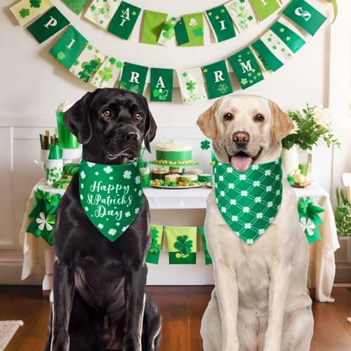 St. Patrick's Day Dog Bandanas XLarge 3PCS, Green Scarf for Boy Girl - Image 7