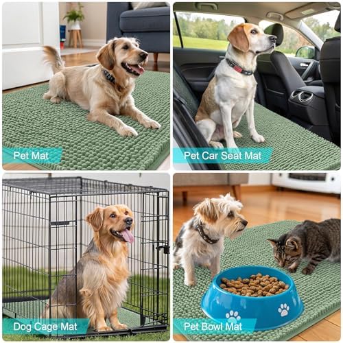 OLANLY Dog Door Mat for Muddy Paws 45x27, Super Absorbent Chenille Mud Mat - Image 7