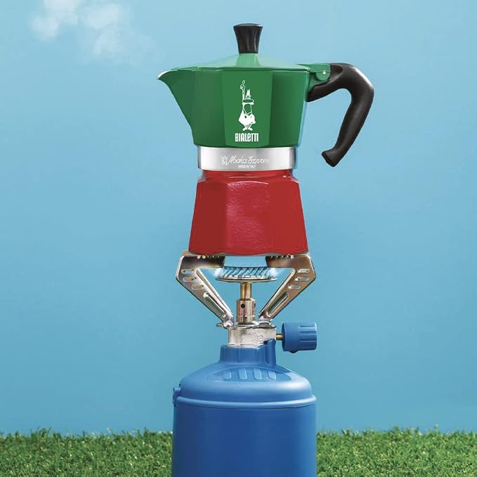 Bialetti - Moka Express Italia Collection: Iconic Stovetop Espresso Maker, Makes Real Italian Coffee, Moka Pot 3 Cups (4.3 Oz - 130 Ml), Aluminium, Colored in Red Green Silver - Image 2