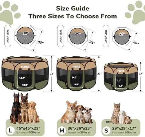 Dog Cat Small Animal Puppy Playpen Crate, Large, Olive Green - Image 2