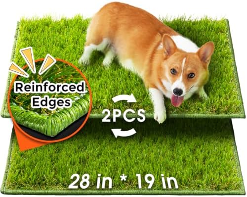Hompet Artificial Grass for Dogs, 28"x19", Professional Dog Grass Mat, Easy to Clean with Drainage Holes, Potty Training Pad and Replacement Fake Grass Turf, Outdoor Rug Patio Lawn Decoration by Hompet