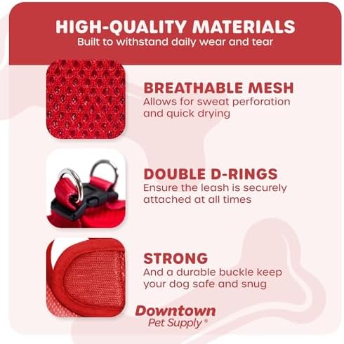Downtown Pet Supply Step-in Dog Harness – No Pull, Adjustable Padded Mesh with Reflective Trim, Secure Buckle Strap – Comfortable & Breathable Small Dog Harness, Medium, Red - Image 4