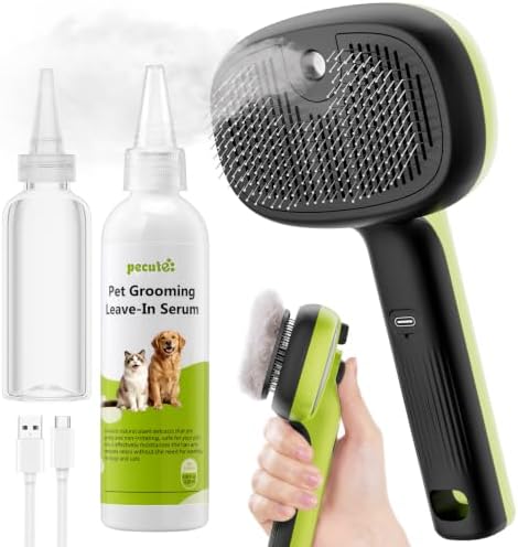 Pecute Self-Cleaning Steam Dog Cat Brush & Leave-in Conditioner, Cool Mist by pecute