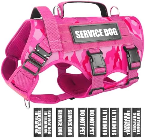 WINSEE Service Dog Vest Harness for Large Dog, Tactical Working MOLLE Vest with 10 Pet Patches, No Pull Heavy Duty Harness for Training Walking by WINSEE