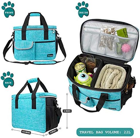 PetAmi Dog Travel Bag Organizer, Pet Supplies Diaper Tote, Teal Blue Medium - Image 2