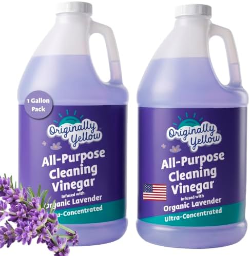 Originally Yellow Lavender White Vinegar For Cleaning Purpose | USA Made All Purpose Cleaner | Use as Glass, Kitchen & Floor Cleaner | Plant Derived Cleaning Vinegar 1 Gallon in 2 pack | 128 Oz by OriginallyYellow