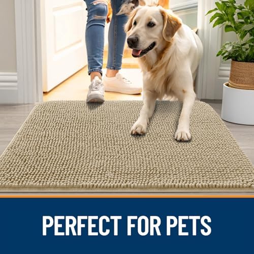 OLANLY Dog Door Mat for Muddy Paws 70x46, Super Absorbent Chenille Mud Mat - Image 6