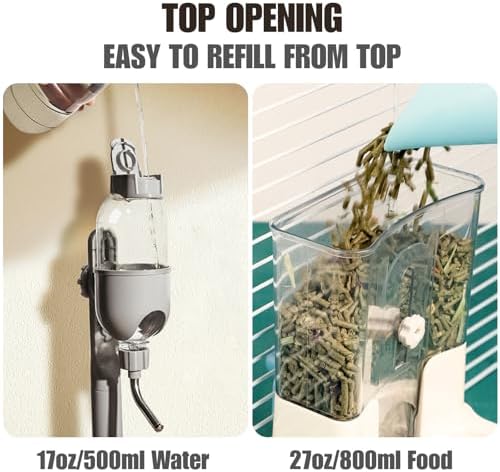 Automatic Pet Food Water Dispenser, Auto Gravity Pet Feeder Water Bottle Set for Crate Cage, Feeding Station for Small Dog Cat Rabbit Guinea Pigs Chinchilla Ferret Hedgehog (Blue) - Image 4