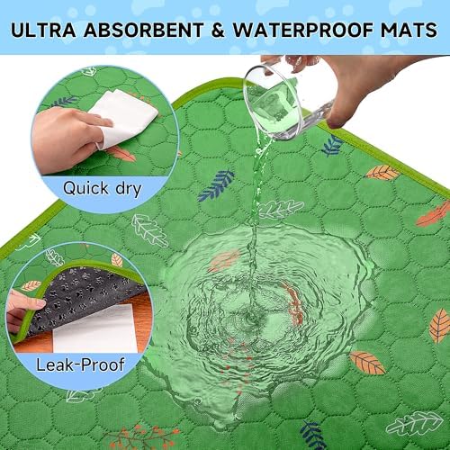 Sunheir Washable Pee Pads for Dogs Large 48" x 48" 2-Pack Reusable Puppy Pads Pet Training Pads, Absorb Dog Mats, Whelping Pad, Non-Slip Protects Against Urine Leakage (Leaves - Green, 48x48) - Image 3