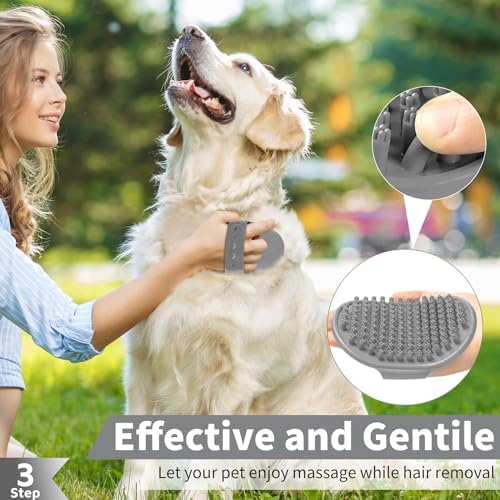 Comotech 6PCS Dog Bath Brush & Dog Toothbrush | Adjustable Handle Shampoo Brush & Scrubber for Short & Long Haired Dogs & Cats | Effectively Solve Odor & Stain Removal Problems (Black Gray Blue) - Image 4