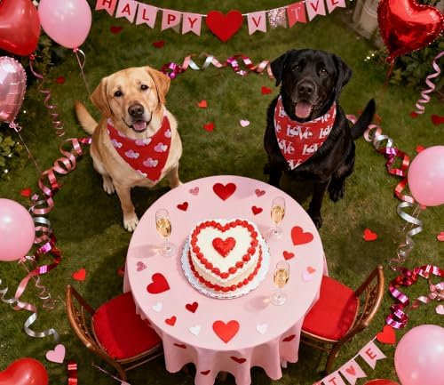 Valentines Dog Bandanas 2PCS-XLarge,Love Pet Scarf for Boys and Girls,Heart Bandana for Weddings,Parties,and Holidays,Dog Outfit Gifts for Extra Large Dogs(Red) - Image 6
