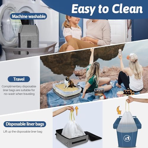 Petskd Portable Cat Travel Litter Box with Lid, Grey - Image 5