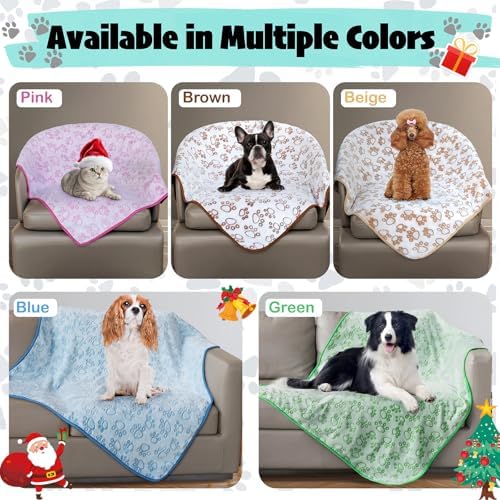 Green Soft Puppy Blanket, with Flannel Green Cute Paw Print, 24 * 32 inches, Cat Blanket Puppy Pads Supplies Dog Products Stuff Essentials - Image 5