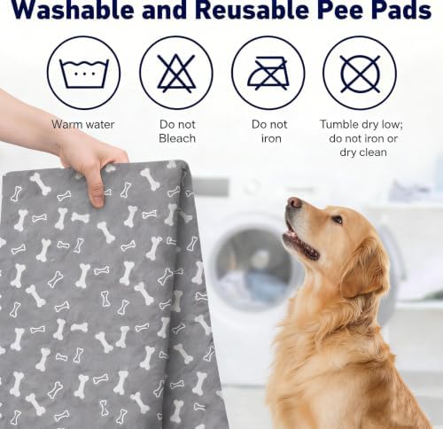 Puppy Pads with Pheromones, Washable Pee Pads for Dogs Potty Training, Reusable Dog Mat with Pet Hair Removal Gloves for Playpen, Crate, Whelping Box (Gray,M) - Image 5