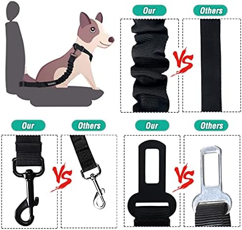 COOYOO Dog Seat Belt,3 Piece Set Retractable Dog Car Harness Adjustable for Vehicle Nylon Pet Safety Heavy Duty & Elastic - Image 4