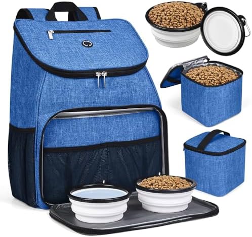 BAGLHER丨Dog Travel Bag, Airline Approved Pet Supplies Backpack, Dog Travel Backpack with 2 Silicone Collapsible Bowls and 2 Food Baskets by BAGLHER