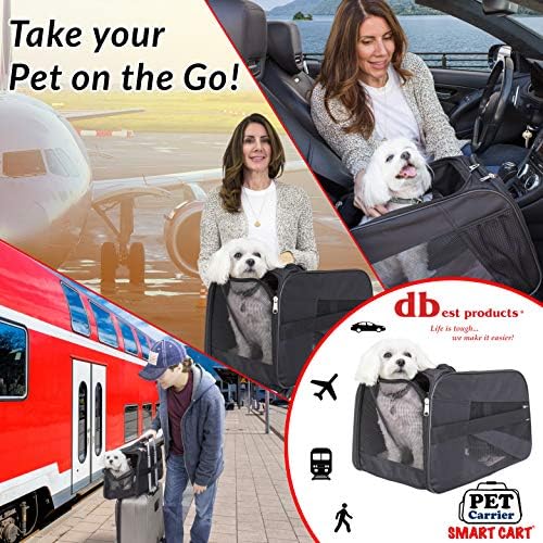 dbest products Pet Smart Cart Carrier, Large, Black, Soft Sided Collapsible Folding Travel Bag, Dog Cat Airline Approved Tote Luggage Backpack - Image 2
