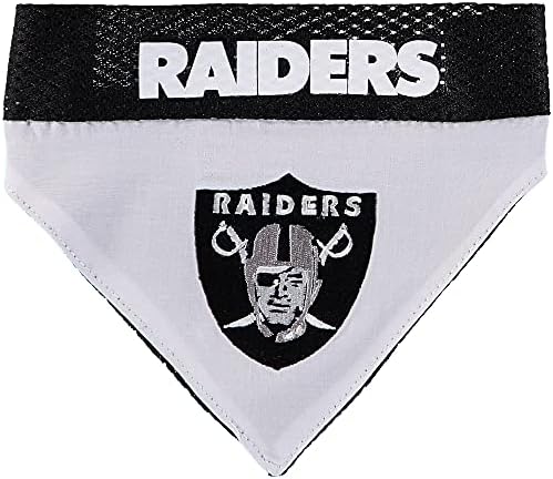 Pets First NFL DOG BANDANA - LA RAIDERS REVERSIBLE PET BANDANA. 2 Sided Sports Bandana with a PREMIUM Embroidery TEAM LOGO, Small/Medium. - 2 Sizes & 32 NFL Teams available, Los Angeles Raiders by PETSFIRST