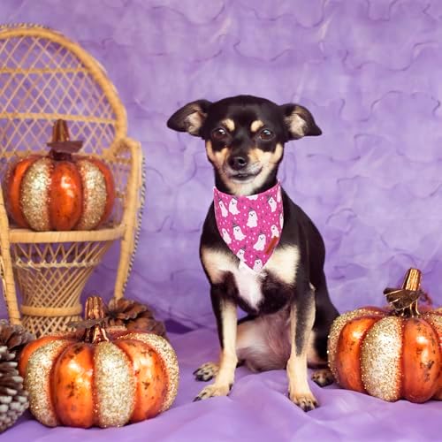 ADOGGYGO Dog Halloween Bandana, 2 Pack Pumpkin Ghost Dog Scarf, Small - Image 3