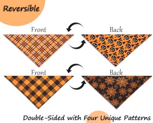 Fall Dog Bandanas 2PCS Halloween Pumpkin Spider Web XLarge Dogs - Image 3