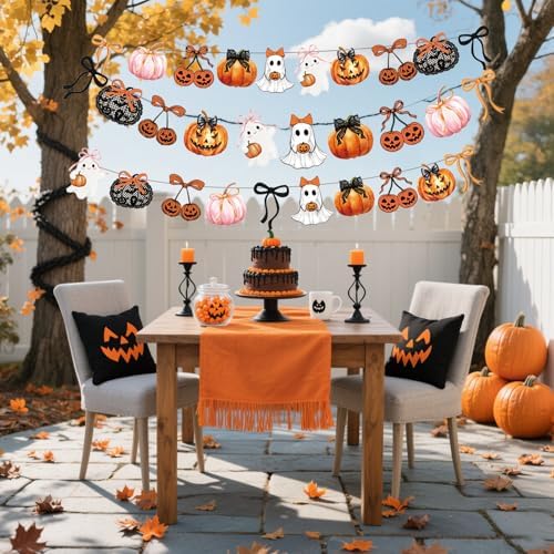 Halloween Party Decorations Bows and Pumpkins Banner Decor Spooky Cute Halloween Party Supplies for Girls or Kids Indoor Trick or Treat Celebration - Image 7