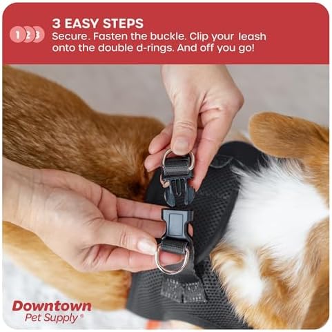Downtown Pet Supply Step-in Dog Harness – No Pull, Adjustable Padded Mesh with Reflective Trim, Secure Buckle Strap – Comfortable & Breathable Small Dog Harness, Small, Charcoal - Image 5