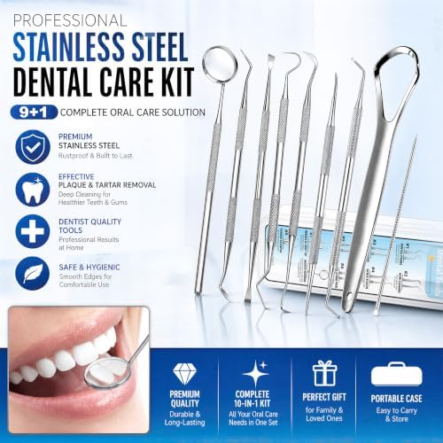 9 in 1 Dental Tools for Teeth Cleaning, Tartar Plaque Remover - Image 2