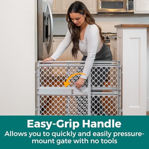 MYPET Universal Pet Gate: 26” - 42” Wide Dog Gate for Doorways with Pressure Fit or Swinging Door Hardware Mounting Types Included: 26" Tall; Gray - Image 3