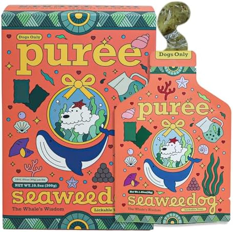 Lickable Purée Tubes, Vegan Squeeze Treats, Meal Topper for Picky Eaters, Vegan Seaweed Blend, Individually Wrapped 30g, Canned Pumpkin Puree Dog Alt by seaweedog