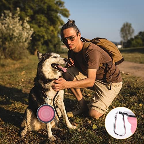 SLSON Dog Bowls Pet Collapsible Bowl with Cover Lids,2 Pack Dog Travel Bowls Portable Foldable Cat Water Dish Bowl for Pets Walking Parking Camping (Fairy Pink and Sprout Green, Large) - Image 5