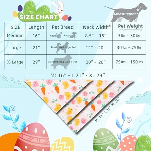 Dog Bandana for Easter Day - Lovely Bunny Carrot Chicken & Daisy Flower Theme, Holiday Pet Costumes Scarf with Adjustable Snap Button, Medium to Large Breeds (30-75lbs) - Image 7